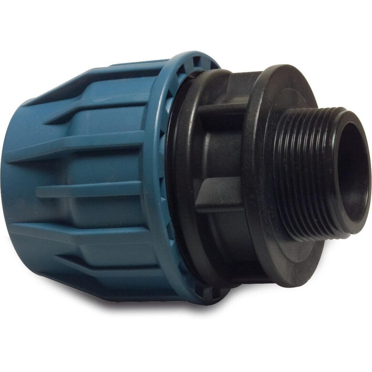 Jason Aansluitstuk PP 16 mm x 3/4" knel x buitendraad 16bar zwart/blauw DVGW/KIWA/WRAS/SVGW | Aantal 10 PCS