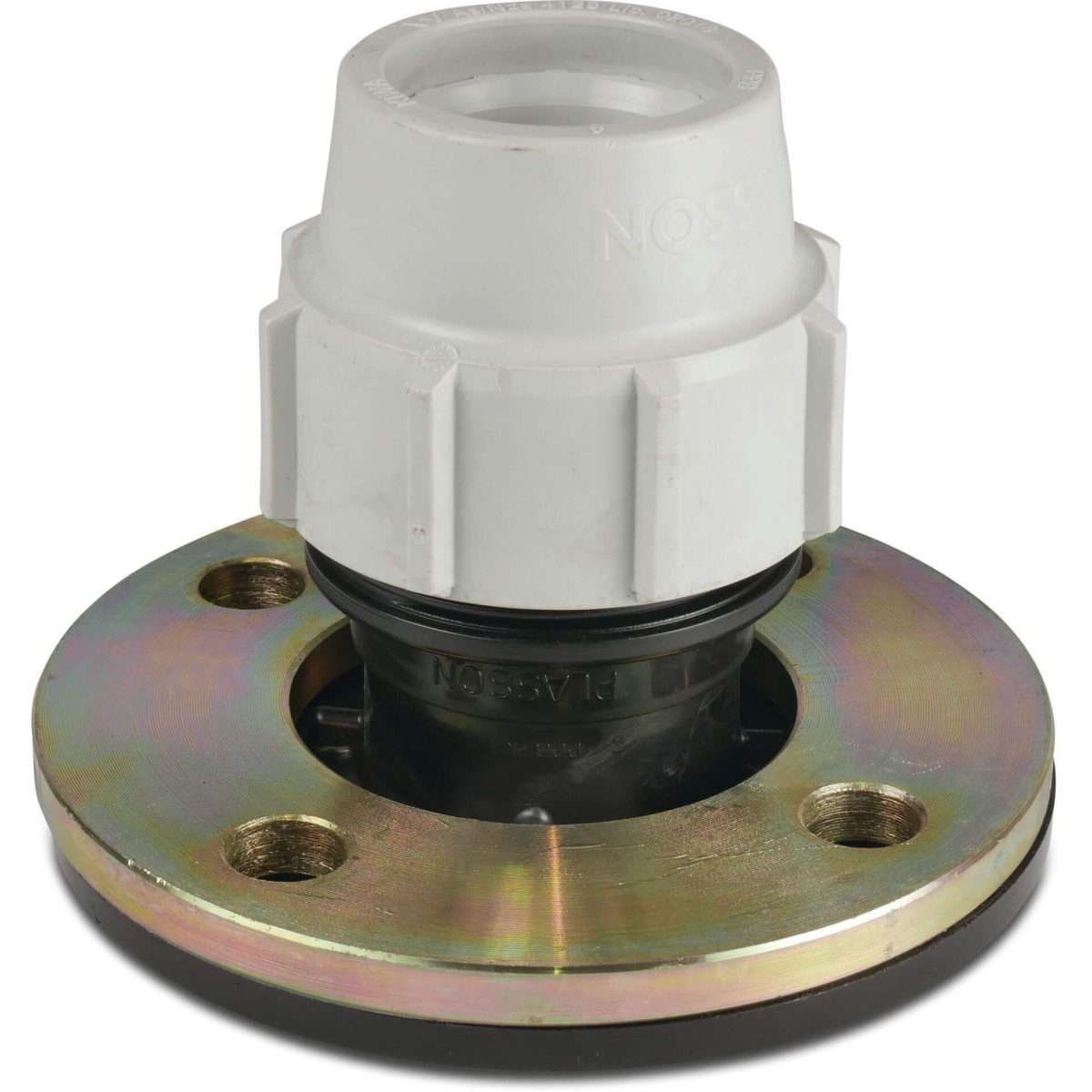 Jason Aansluitstuk PP 4" x 110 mm DIN flens x knel 10bar zwart/wit DVGW/KIWA/WRAS/SVGW | Aantal 1 PCS