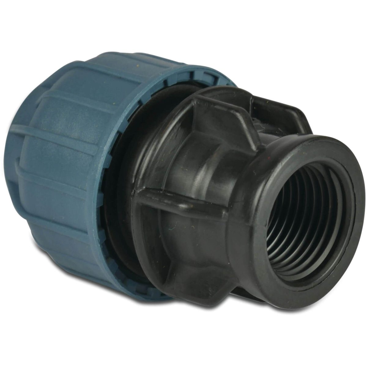 Jason Aansluitstuk PP 40 mm x 1 1/2" knel x binnendraad 10bar zwart/blauw | Aantal 1 PCS