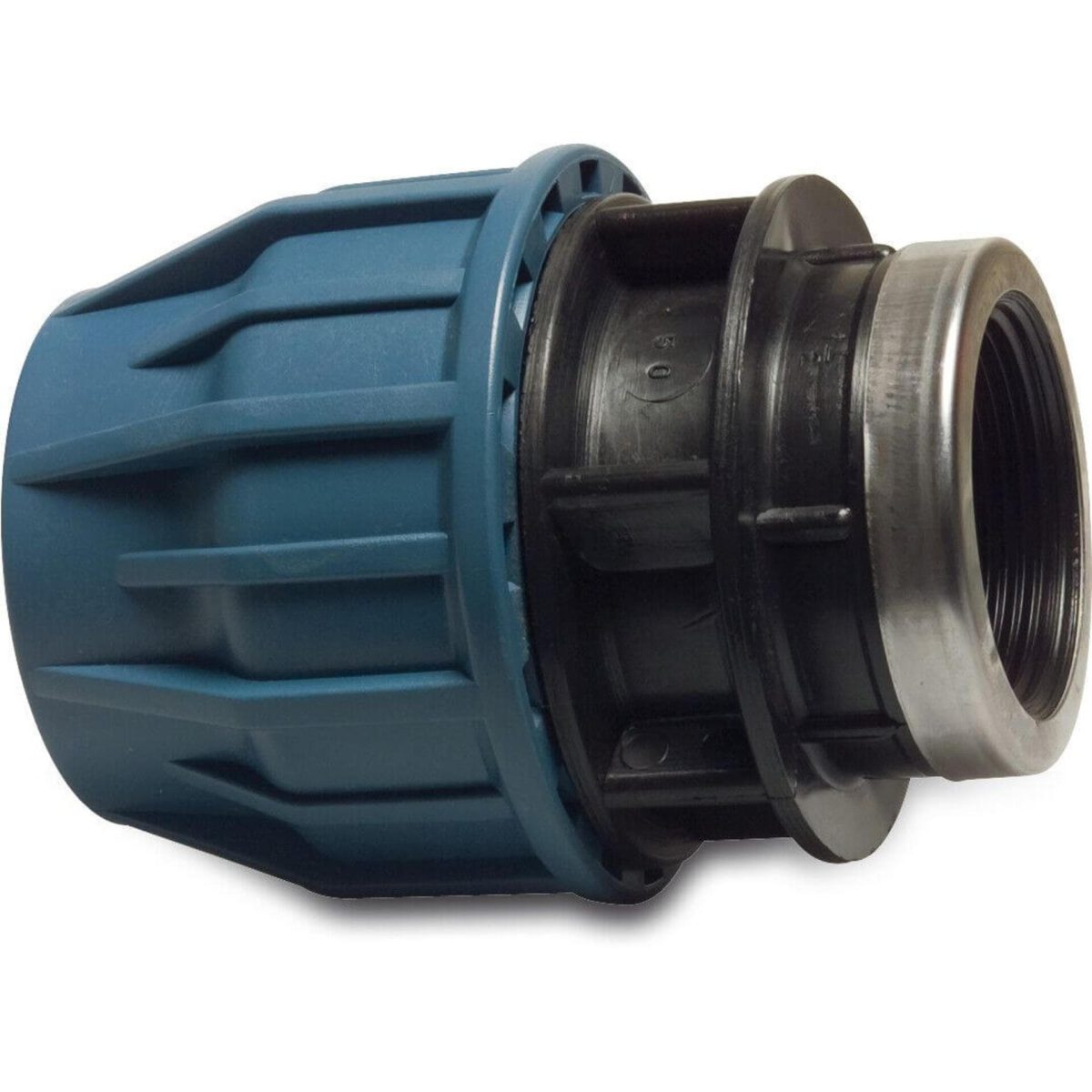 Jason Aansluitstuk PP 90 mm x 3" knel x binnendraad 16bar zwart/blauw DVGW/KIWA/WRAS type EZ | Aantal 1 PCS