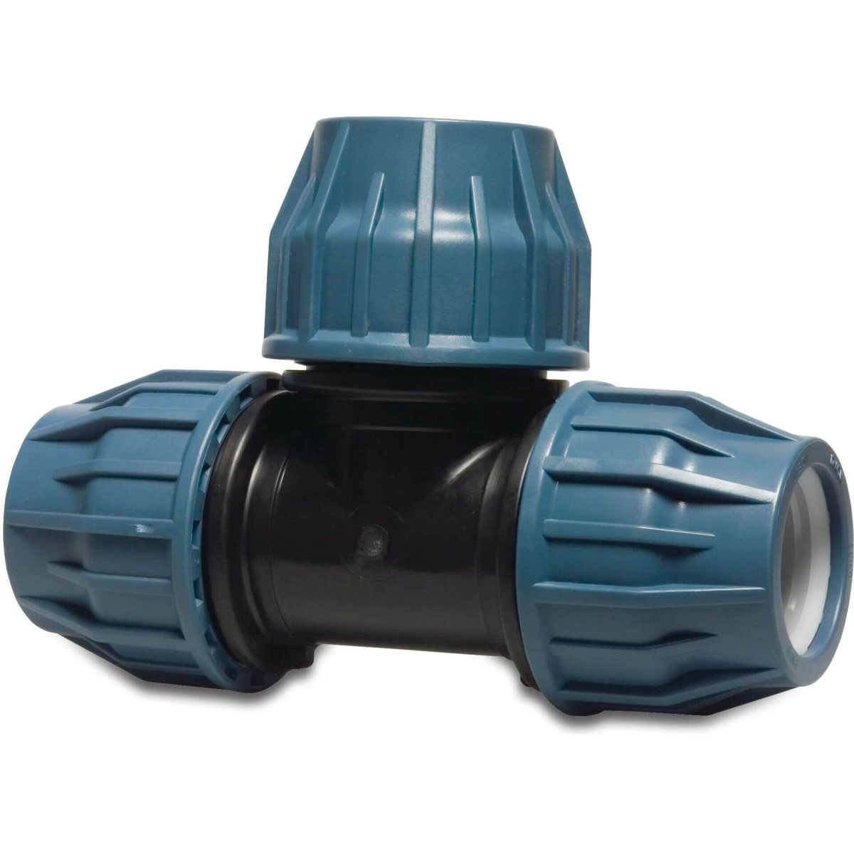 Jason T-stuk 90° PP 90 mm knel 16bar zwart/blauw DVGW/KIWA/WRAS/SVGW | Aantal 1 PCS