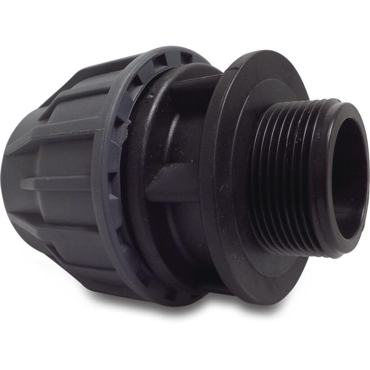 Jasonflex Overgangssok PP 63 mm x 2" knel x buitendraad 16bar grijs/zwart | Aantal 1 PCS