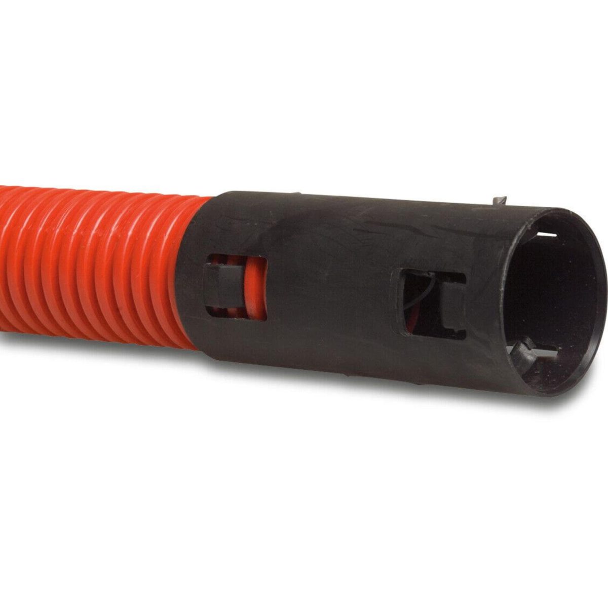 Kabelbeschermingsbuis PE 200 mm klikmof x glad DN175 rood/zwart 25m | Aantal 25 M