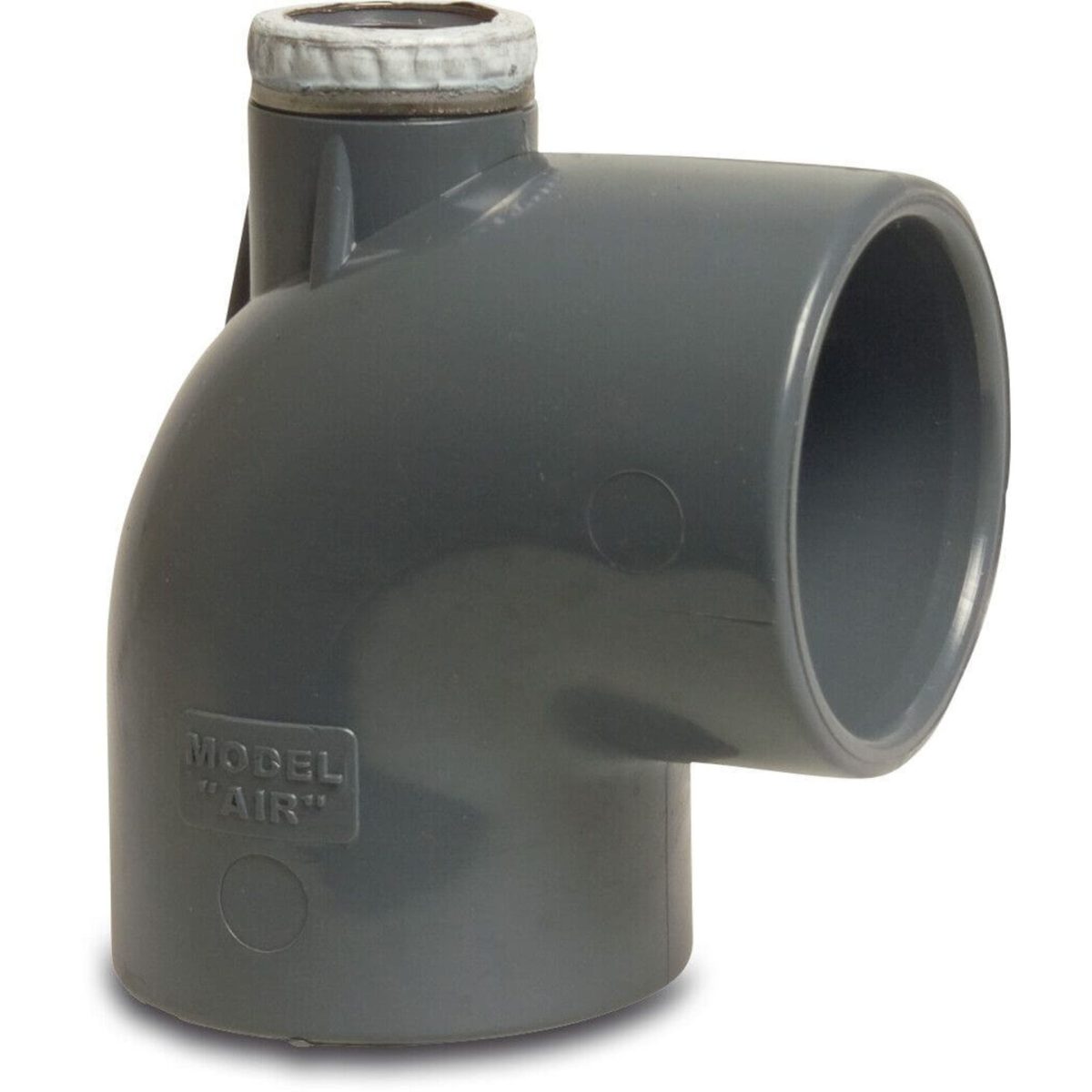 Knie 90° met bovenuitlaat PVC-U 50 mm lijmmof 16bar 1/2" grijs | Aantal 30 PCS