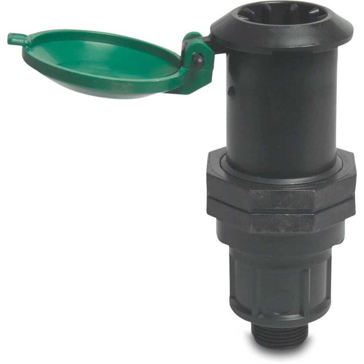 Kogelafsluiter PP 3/4" buitendraad 8bar zwart/groen | Aantal 1 PCS
