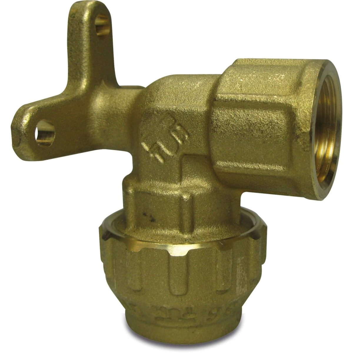 Muurplaat 90° messing 25 mm x 3/4" knel x binnendraad 16bar DVGW | Aantal 1 PCS