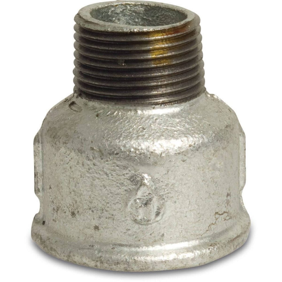 Nr. 246 Soknippel gietijzer gegalvaniseerd 1/2" x 3/8" binnendraad x buitendraad S1 | Aantal 10 PCS