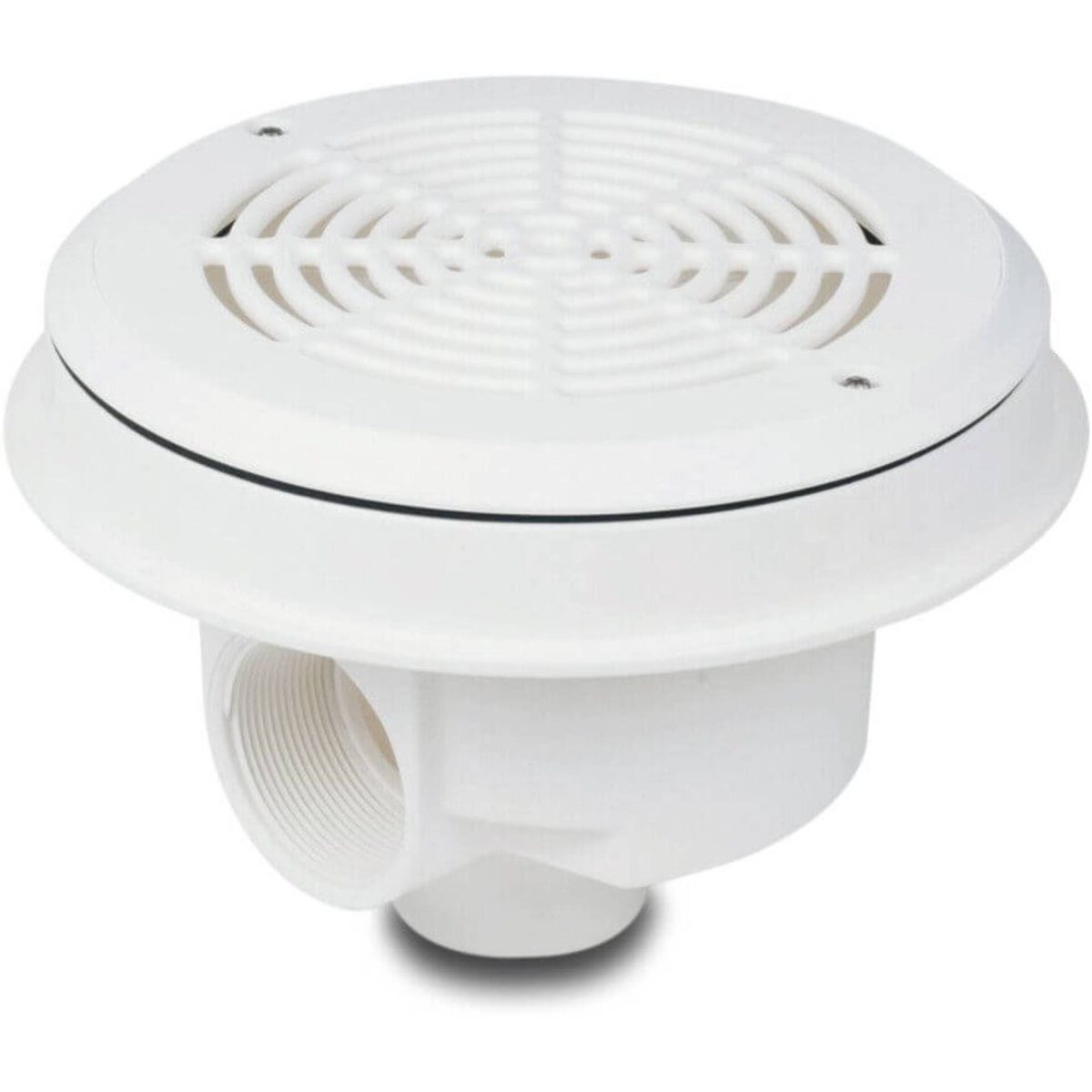 Ocean Bodemput ABS 50/63 mm x 2" lijmmof/spie x binnendraad wit met schroef M5 type Standard met RVS M5 draad | Aantal 1 PCS