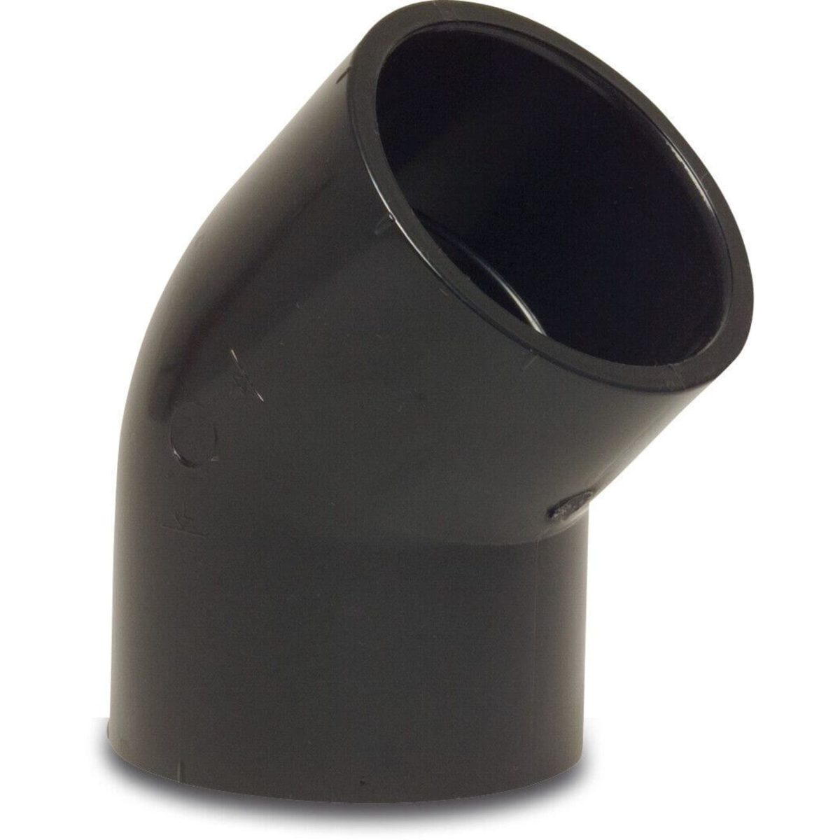 Praher Knie 45° PVC-U 50 mm lijmmof 10bar zwart | Aantal 1 PCS