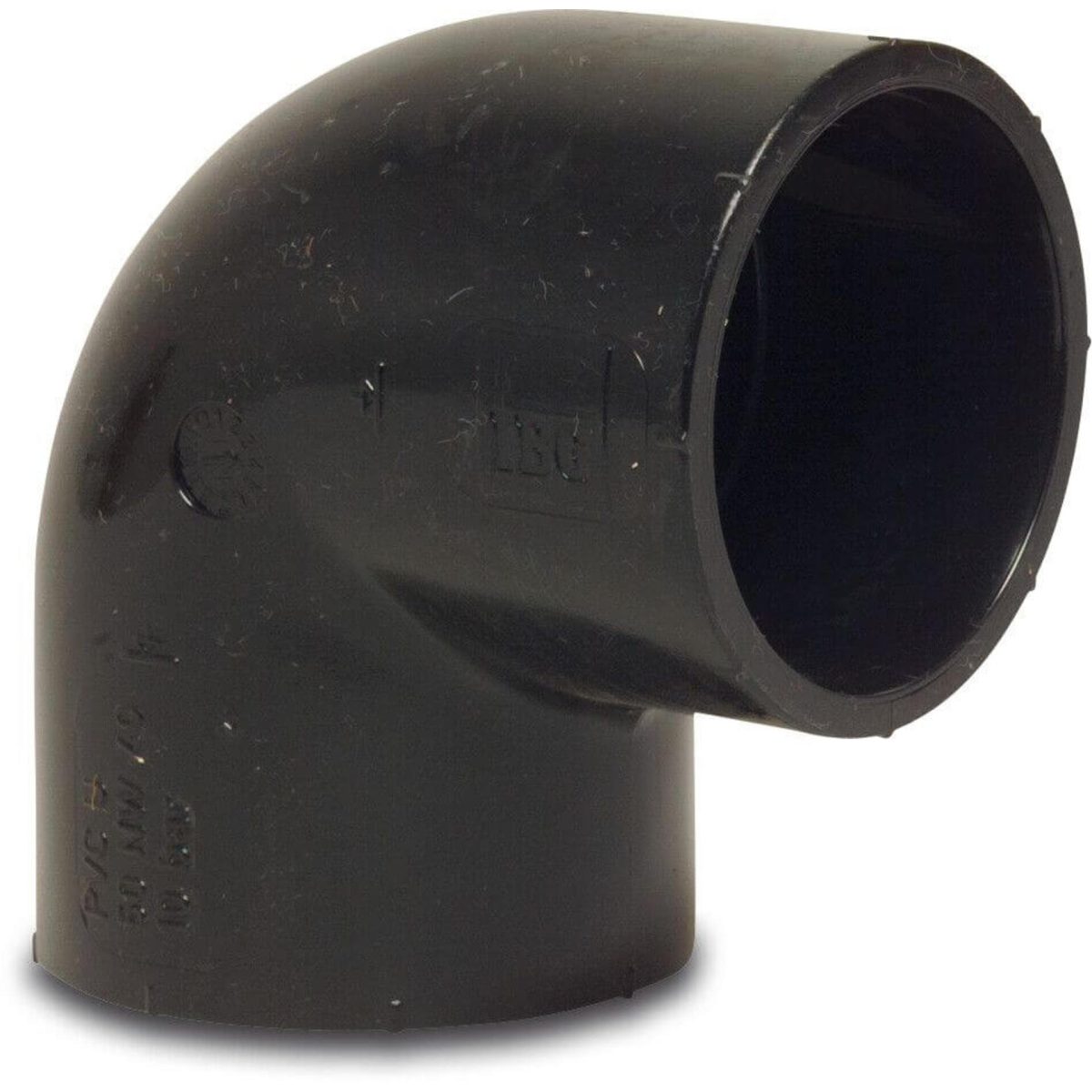 Praher Knie 90° PVC-U 50 mm lijmmof 10bar zwart | Aantal 1 PCS