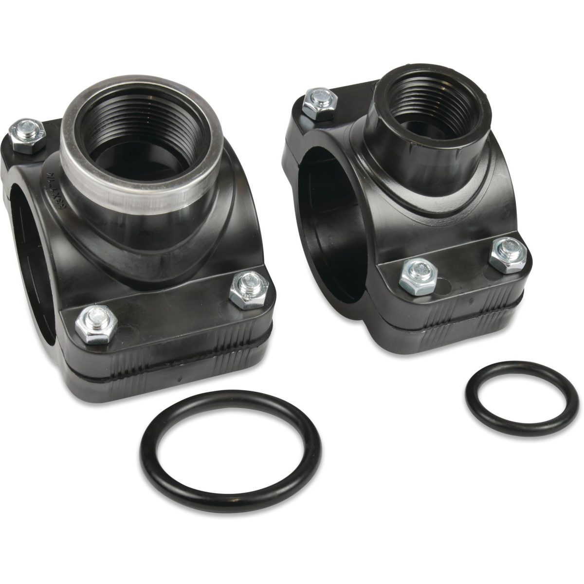 Profec Aanboorzadel PP 110 mm x 1 1/4" klem x binnendraad 12.5bar zwart type RVS ring | Aantal 1 PCS