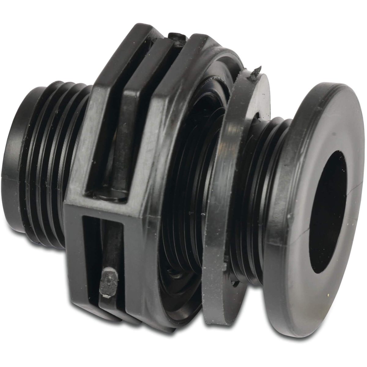 Profec Doorvoer PP 1/2" buitendraad 10bar zwart | Aantal 10 PCS