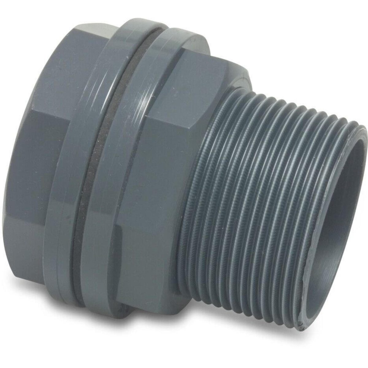 Profec Doorvoer PVC-U 32 mm x 1 1/4" lijmmof x buitendraad 10bar grijs | Aantal 1 PCS