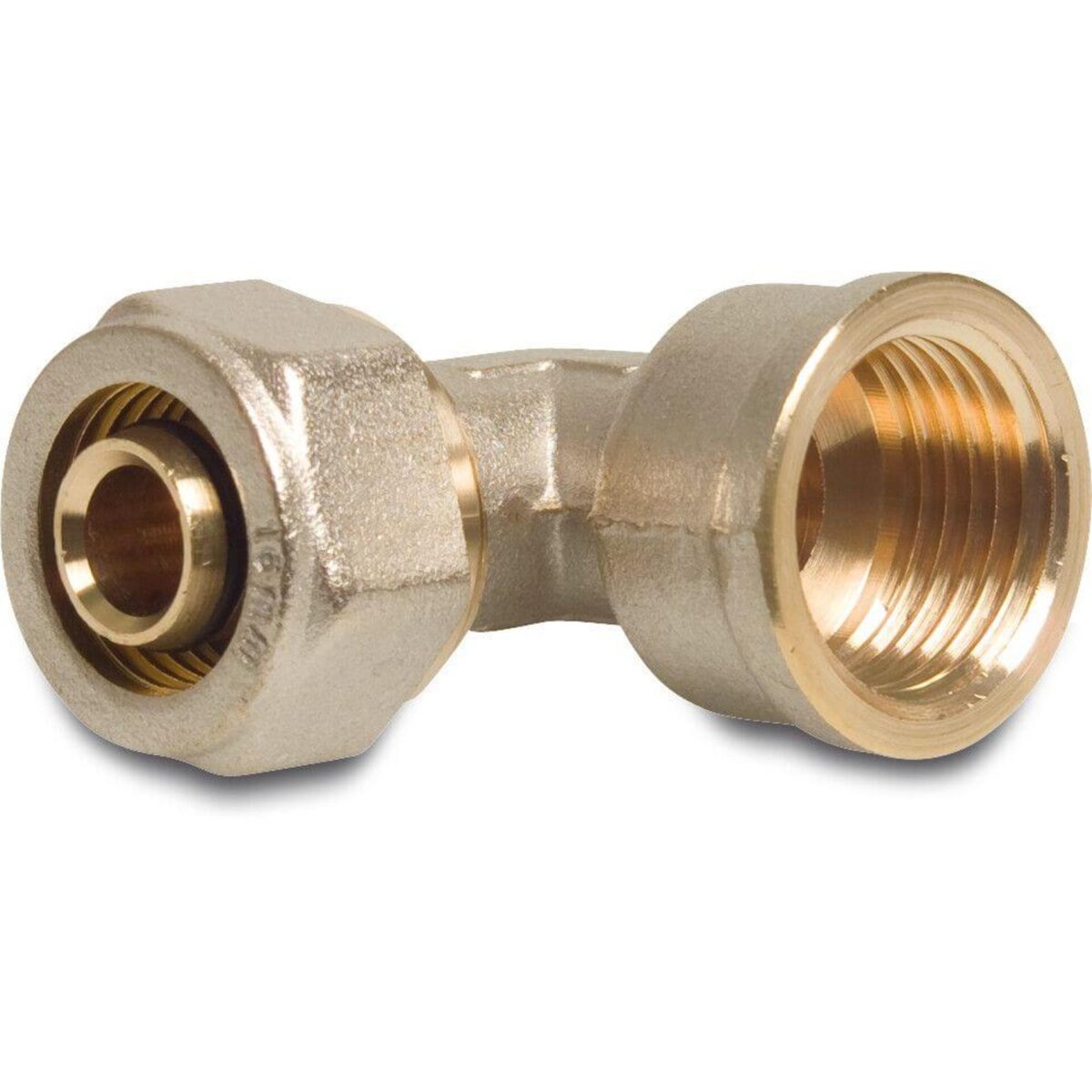 Profec Knie 90° messing vernikkeld 16 mm x 1/2" knel x binnendraad type Alu-PE-X | Aantal 1 PCS