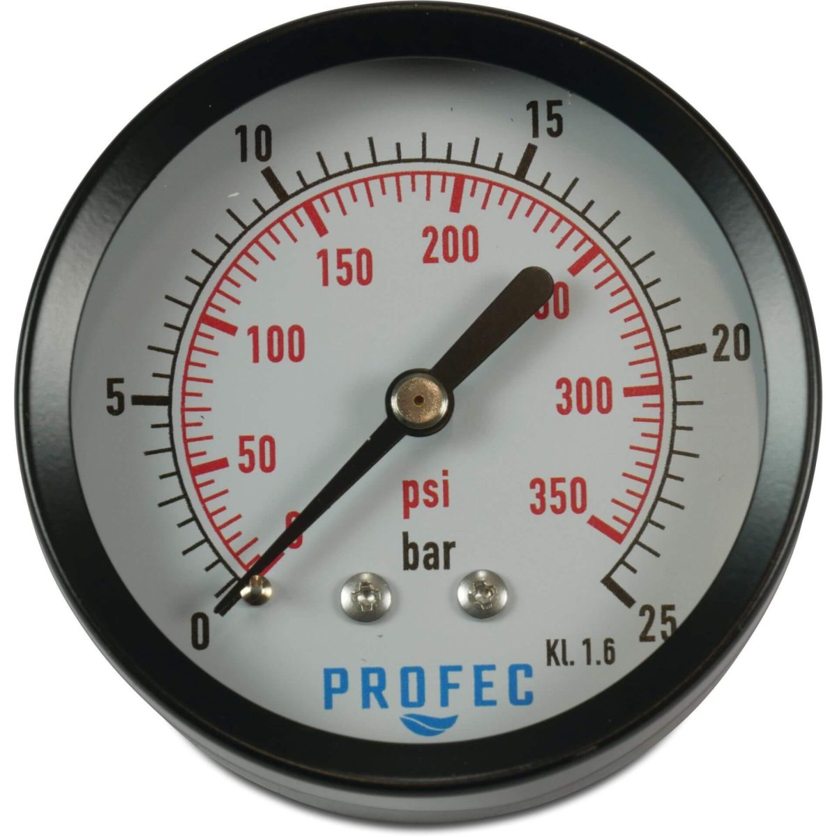 Profec Manometer 63 mm buitendraad 0 - 6bar zwart type droog achteraansluiting 1/4" | Aantal 1 PCS