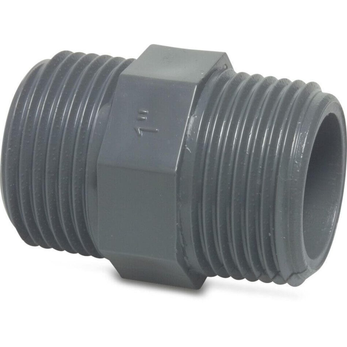 Profec Nippel zeskant PVC-U 3/4" buitendraad 10bar grijs | Aantal 10 PCS
