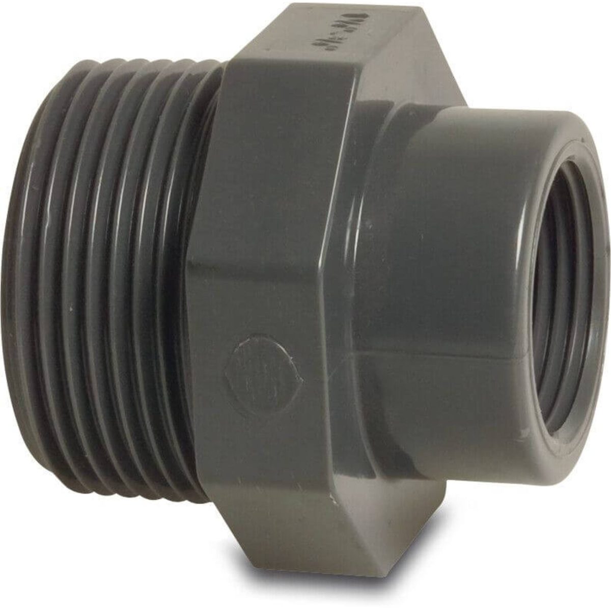 Profec Soknippel PVC-U 1/2" x 3/8" buitendraad x binnendraad 10bar grijs | Aantal 10 PCS