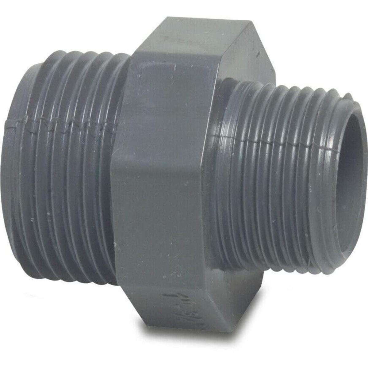 Profec Verloopnippel zeskant PVC-U 3" x 2 1/2" buitendraad 10bar grijs | Aantal 1 PCS