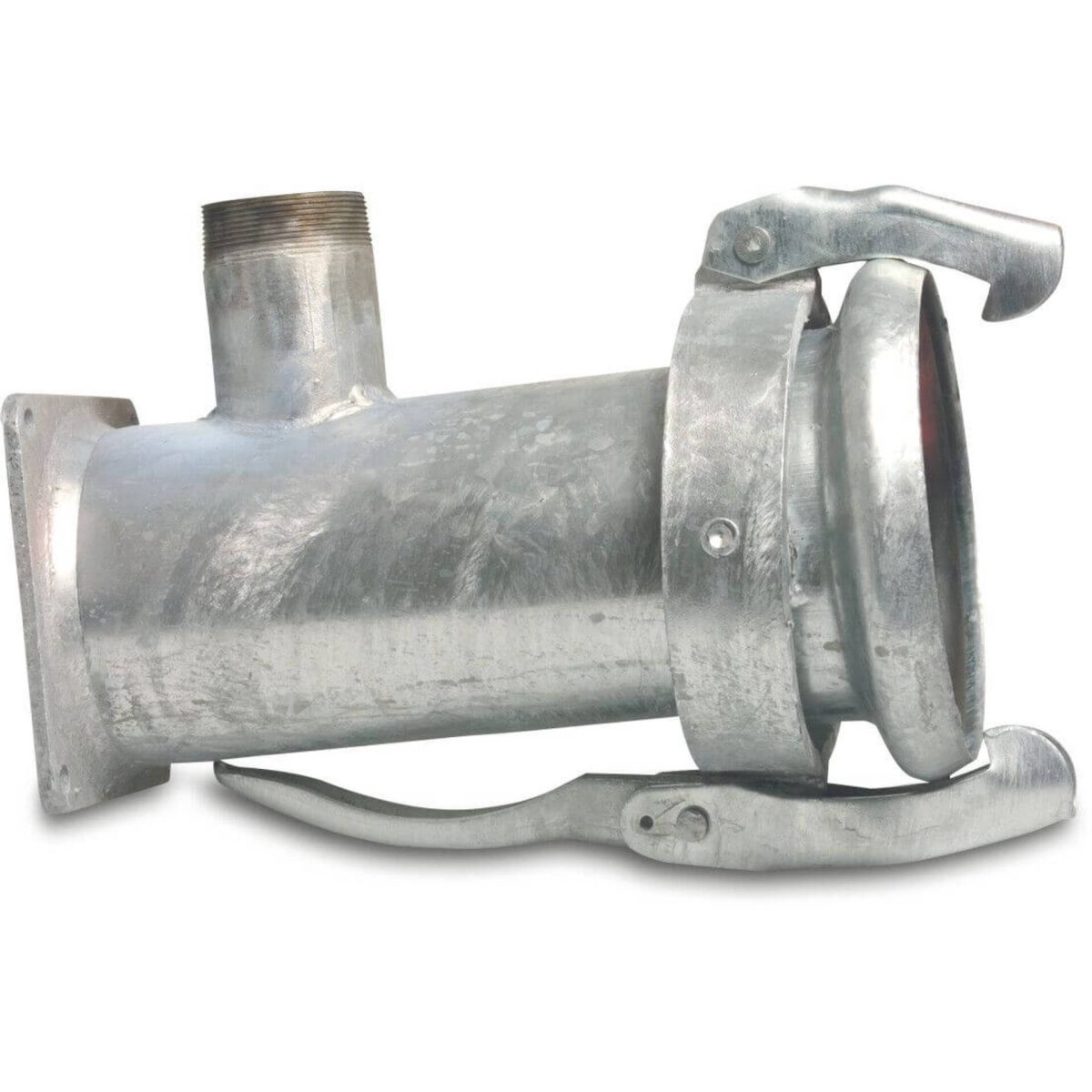 Snelkoppeling met uitlaat staal gegalvaniseerd 216 mm x 2 1/2" x 8" M-deel Perrot x buitendraad x vierkantflens type Perrot | Aantal 10 PCS