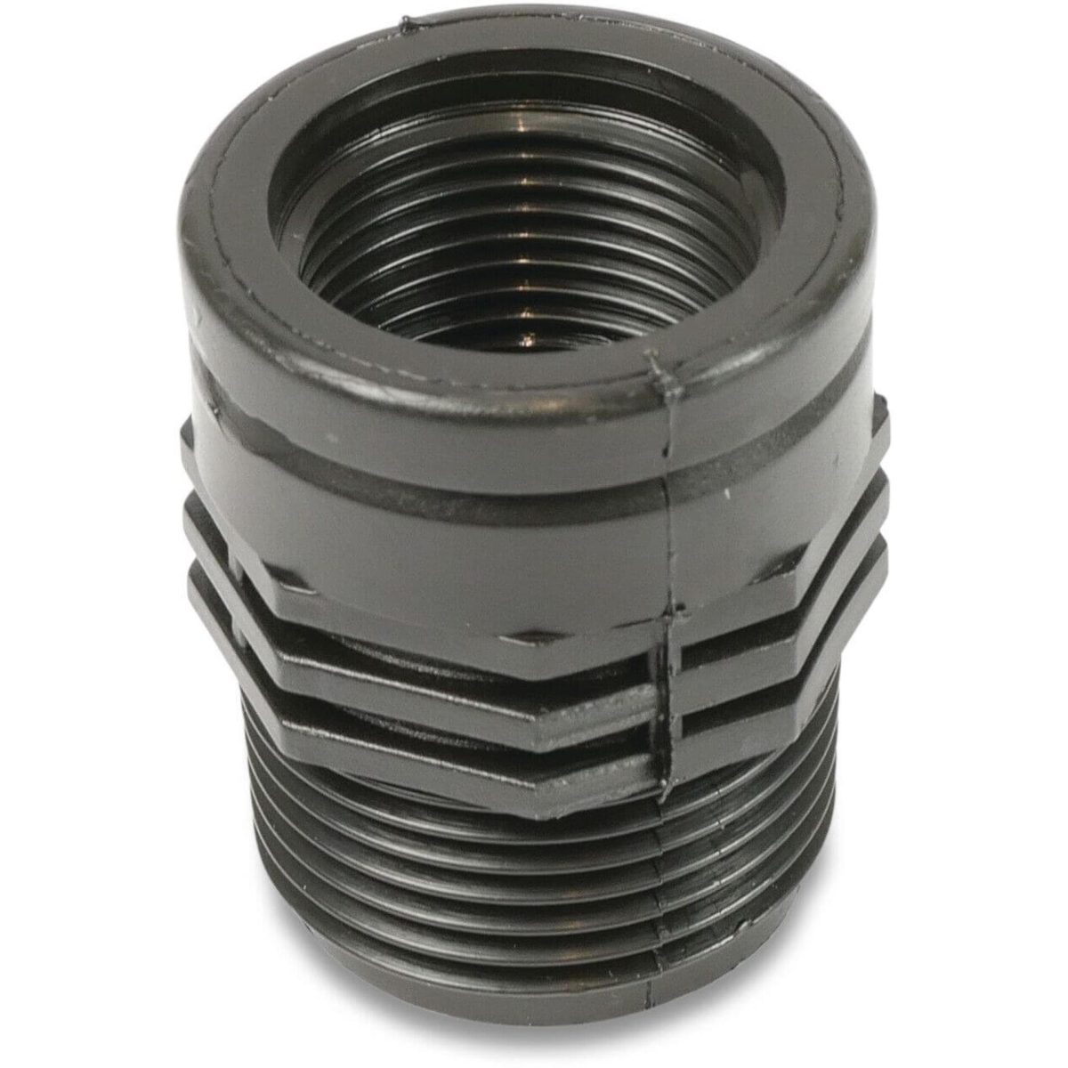 Soknippel PP 2" x 1 1/2" binnendraad x buitendraad 10bar zwart | Aantal 1 PCS