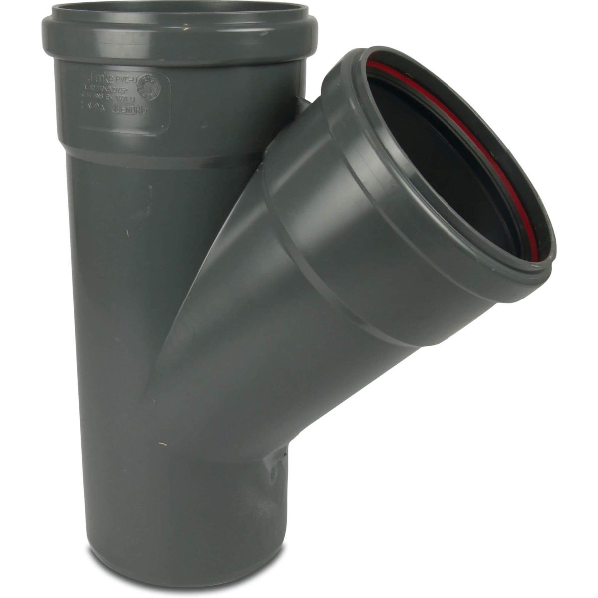 T-stuk 45° PVC-U 110 mm SN4 manchet x manchet x spie grijs KOMO/BENOR L1 | Aantal 1 PCS
