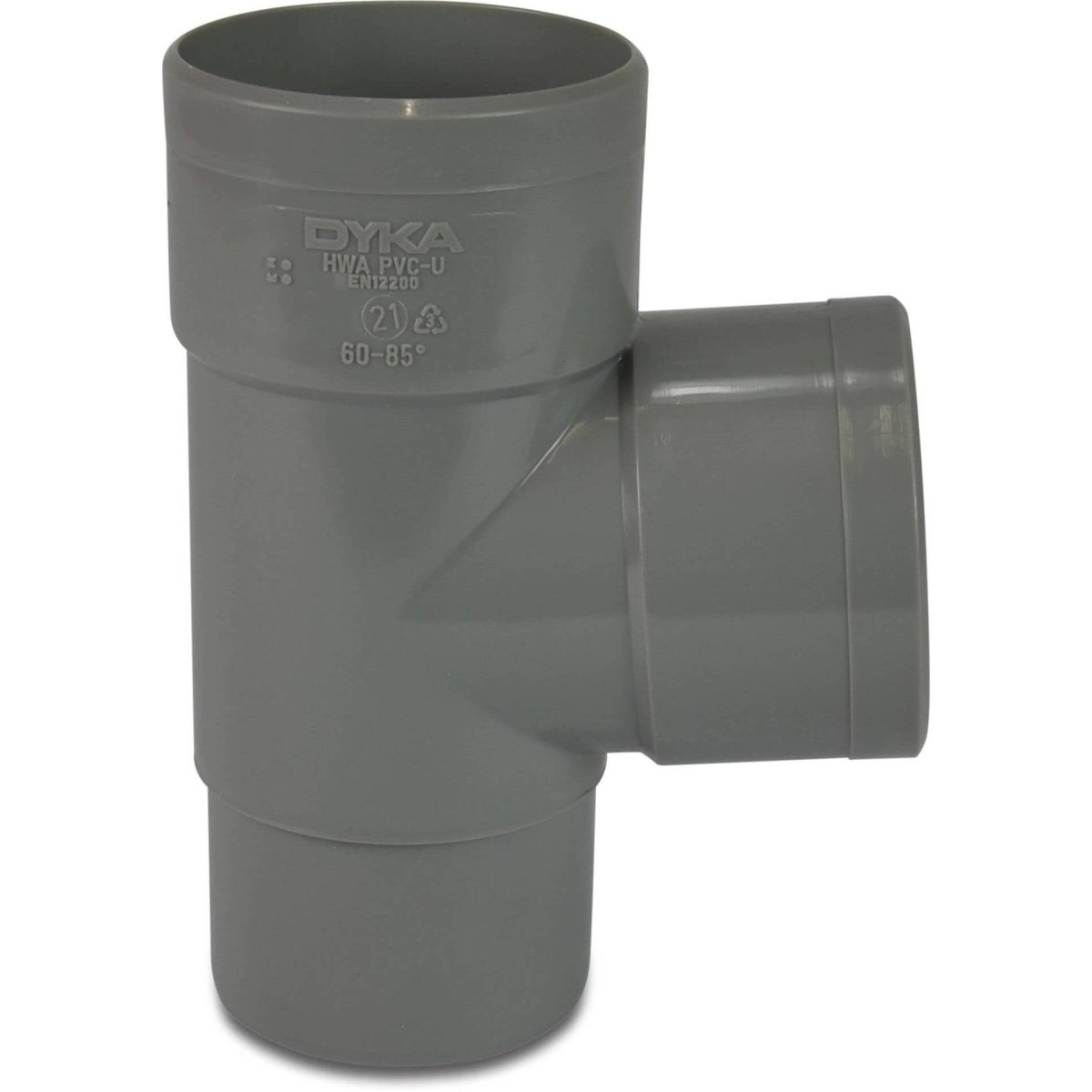 T-stuk 87° PVC-U 60 mm lijmmof x lijmmof x verjonging grijs | Aantal 1 PCS