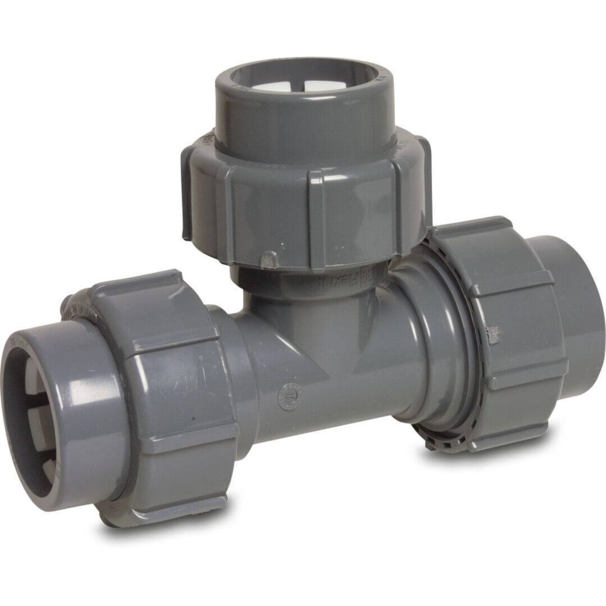 T-stuk 90° PVC-U 63 mm knel 4bar grijs | Aantal 1 PCS