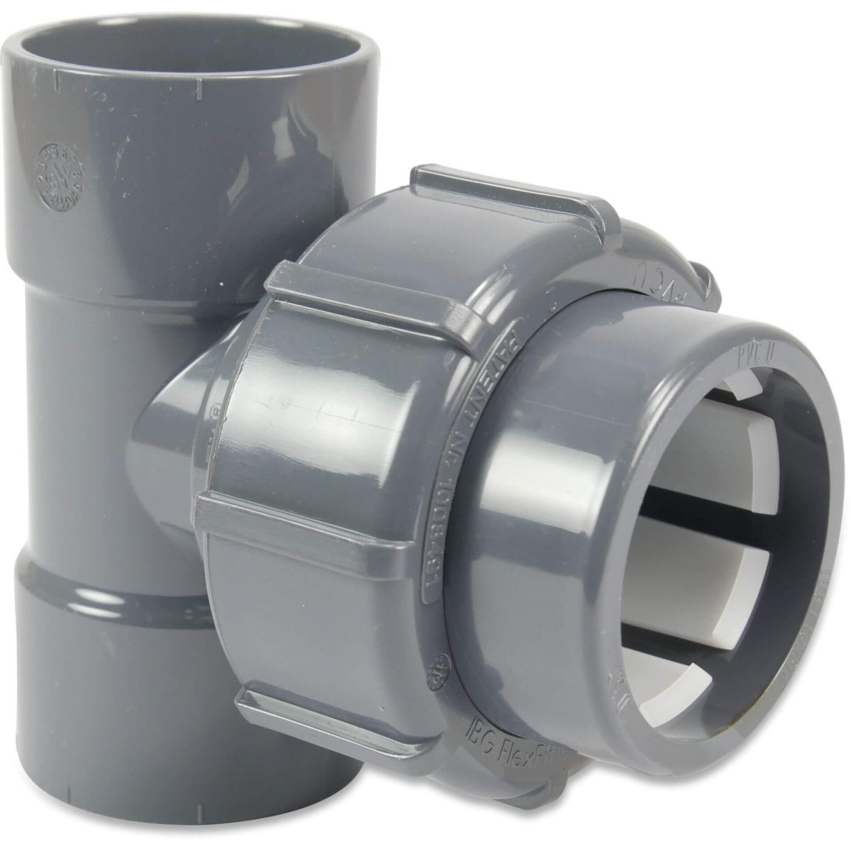 T-stuk 90° PVC-U 63 mm lijmmof x knel x lijmmof 4bar grijs | Aantal 1 PCS