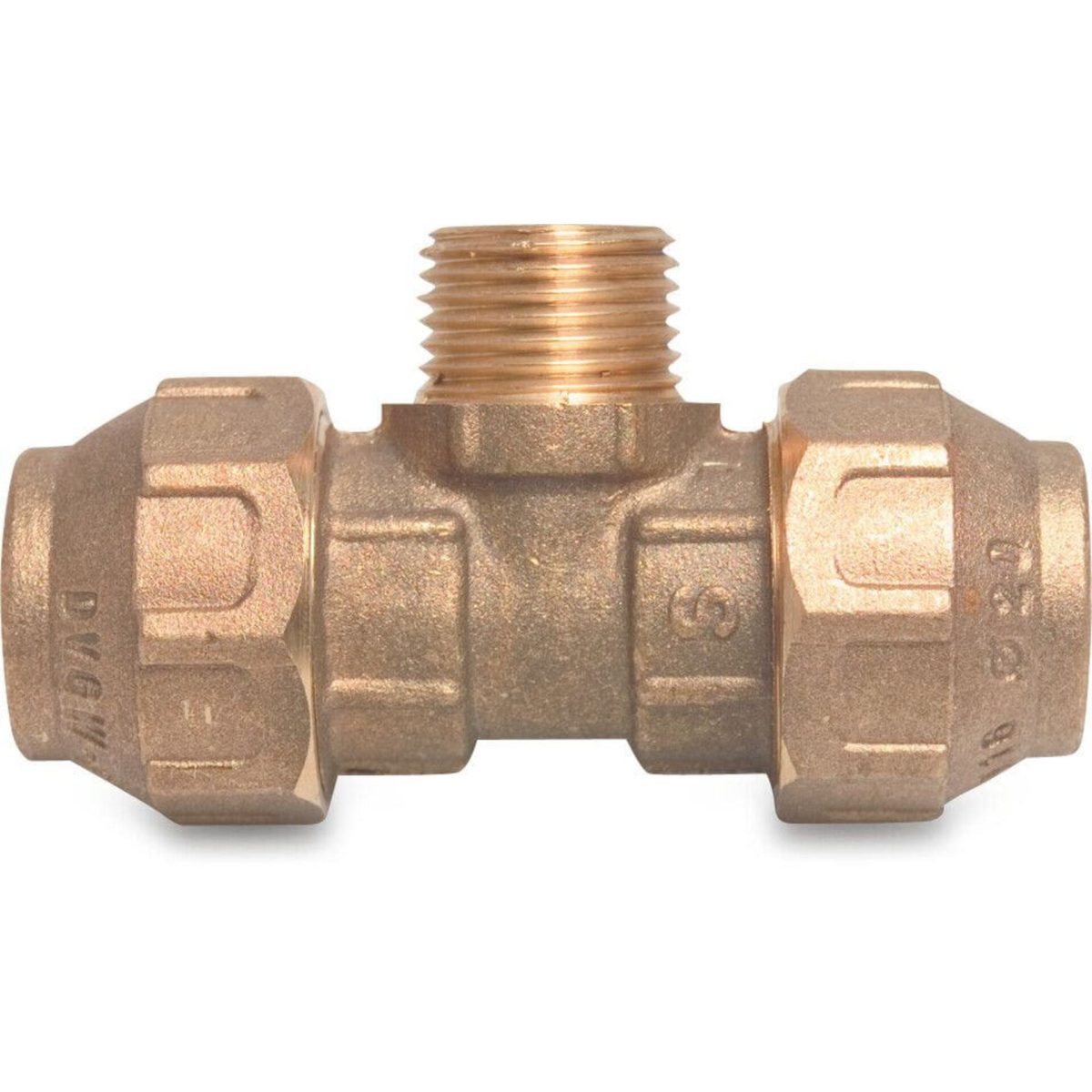 T-stuk 90° messing 25 mm x 3/4" x 25 mm knel x buitendraad x knel 16bar DVGW | Aantal 5 PCS