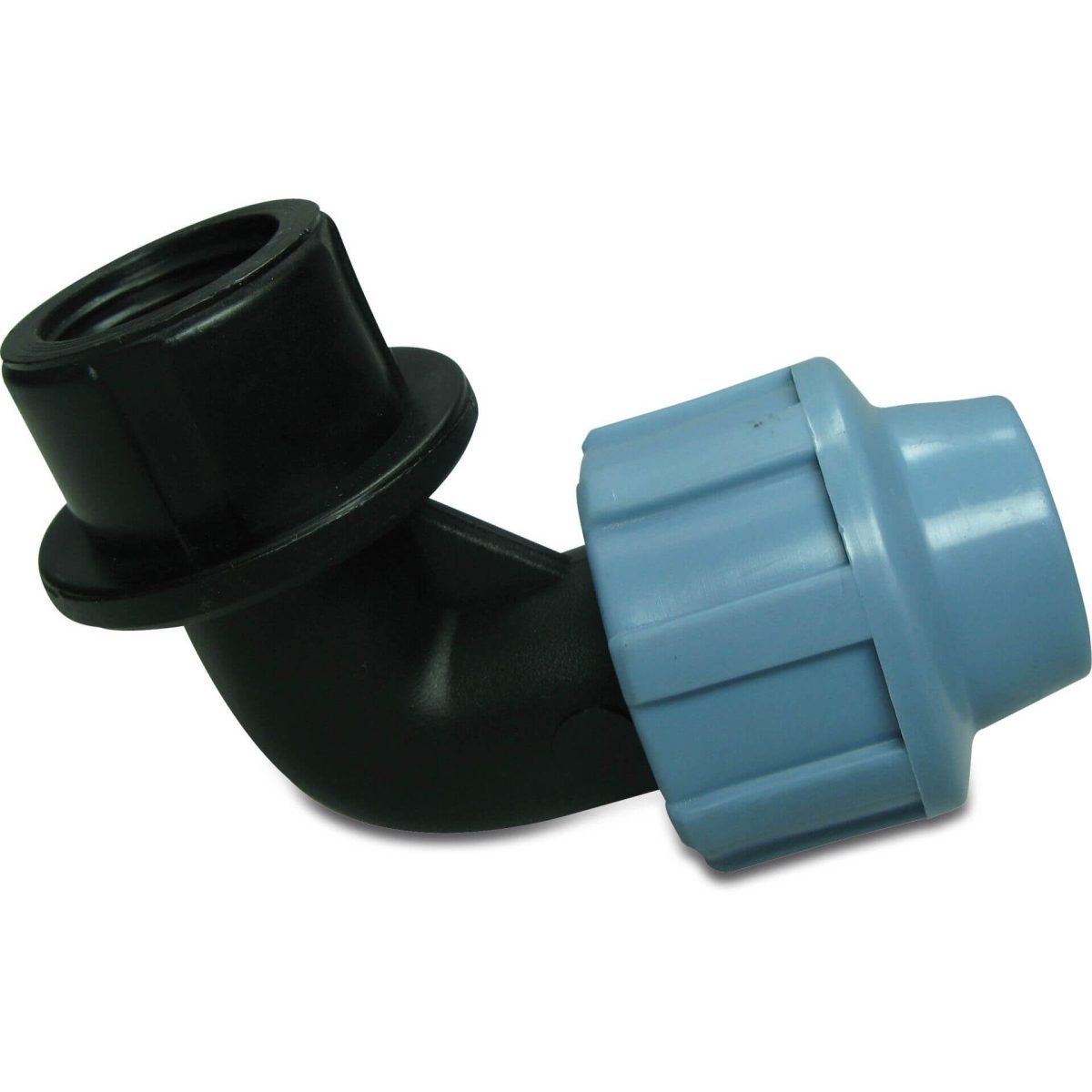 Unidelta Knie 90° PP 110 mm x 4" knel x binnendraad 16bar zwart/blauw DVGW/KIWA/WRAS | Aantal 1 PCS
