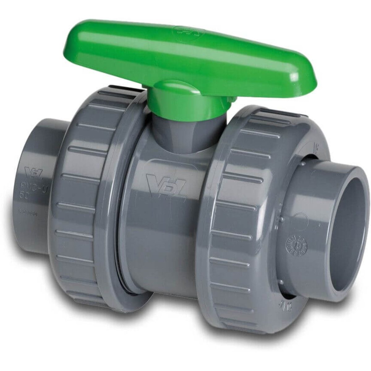 VDL Kogelkraan PVC-U 90 mm lijmmof 10bar grijs type DIL viton | Aantal 1 PCS