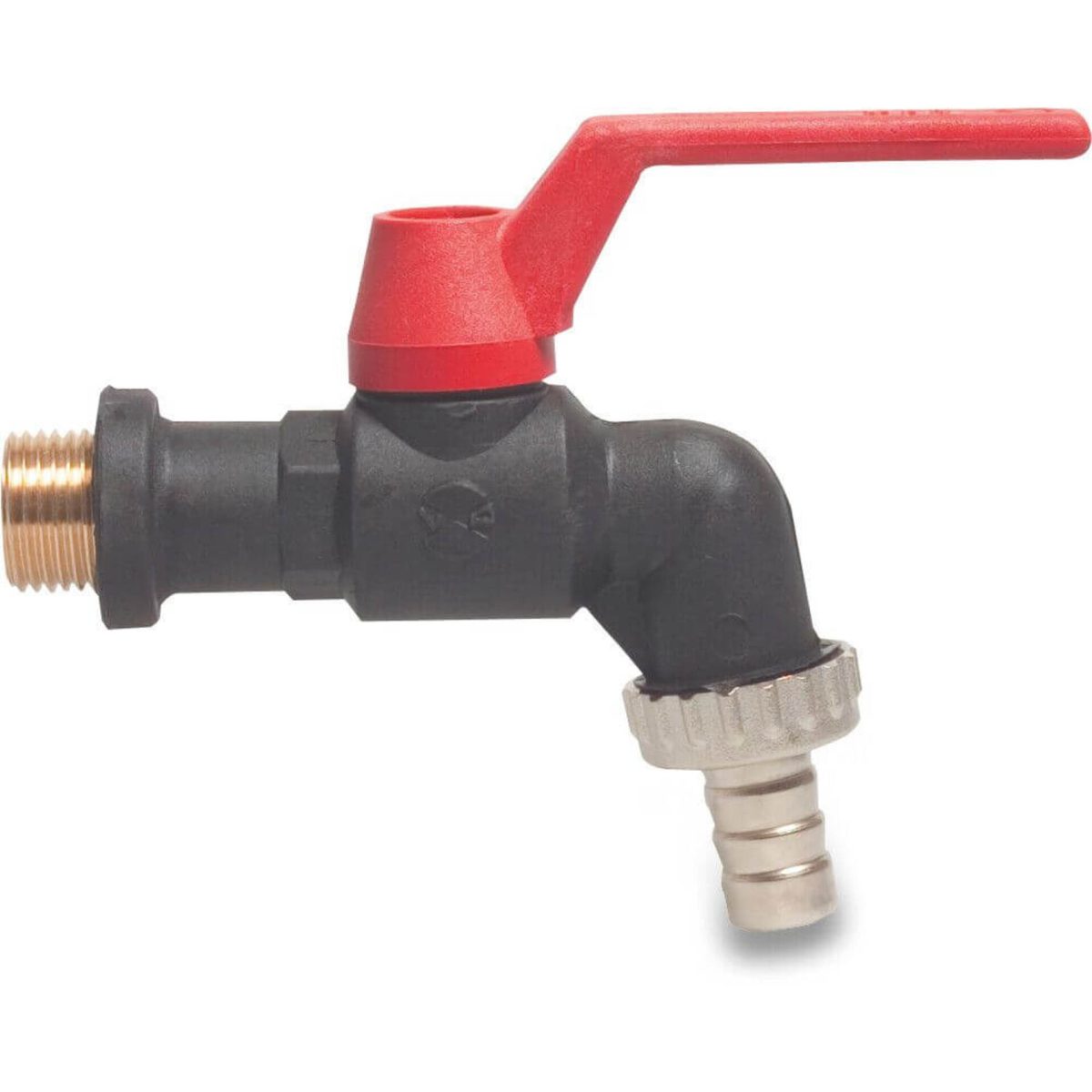 VIR Kogelkraan met slangwartel PP 1/2" x 13 mm buitendraad x slangtule 16bar type 210 S1 | Aantal 10 PCS
