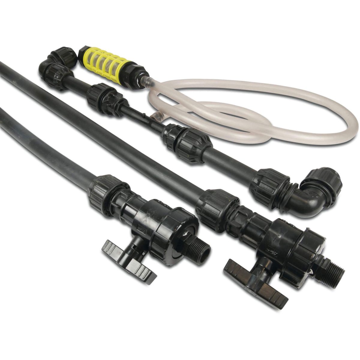 Venturi injector compleet PP 3/4" x 13 mm x 3/4" buitendraad x slangtule x buitendraad zwart | Aantal 1 PCS