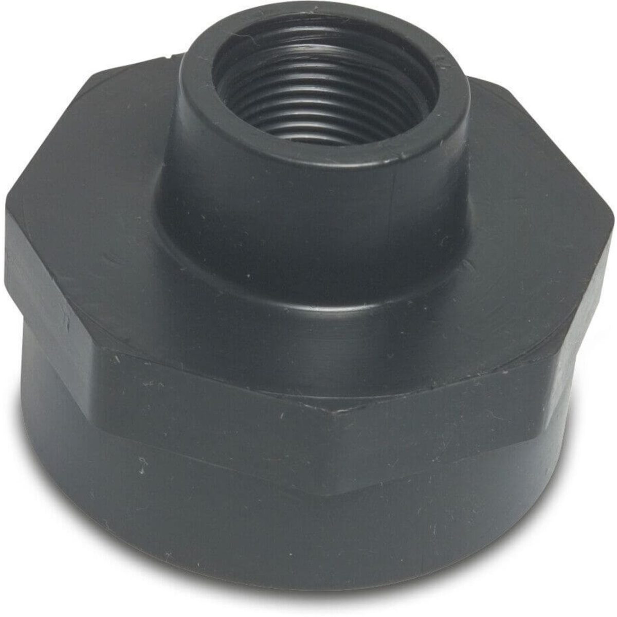 Verloopsok PP 2" x 1" binnendraad 10bar zwart P1 | Aantal 1 PCS