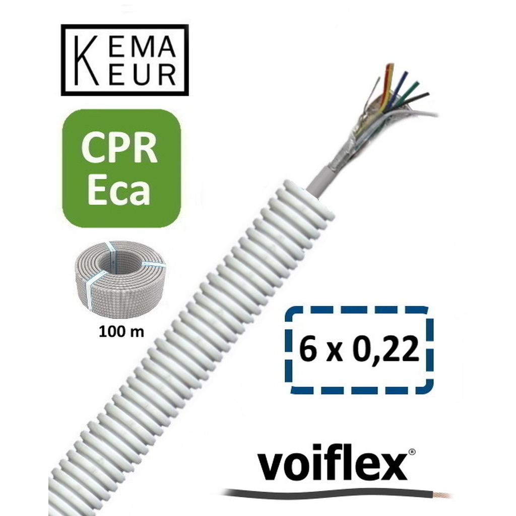 VoiFlex Voorbedr.Buis 16mm PVC Alarmkabel elektr. afgeschermd LIY(st)Y 6 x 0