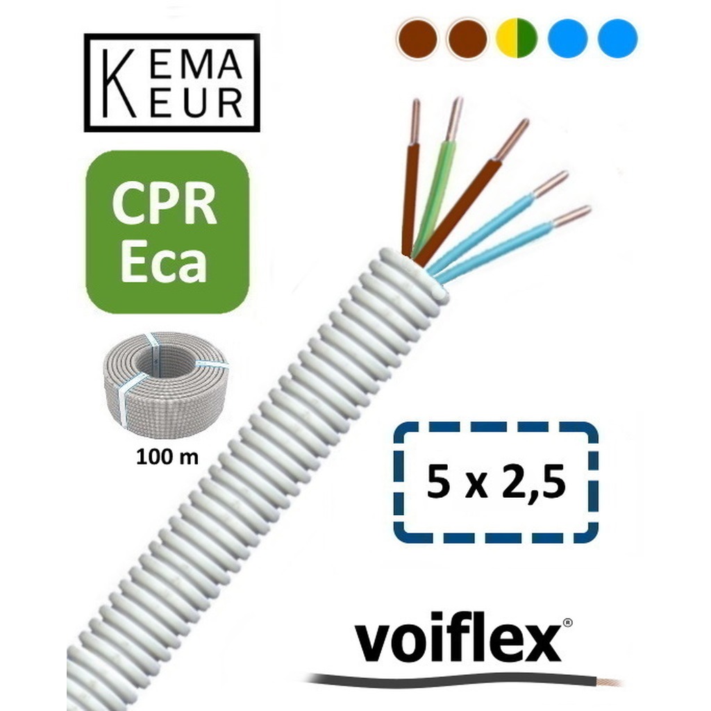 VoiFlex Voorbedr.Buis 20mm+HO7V-U 5G2.5 ( 2 x bruin