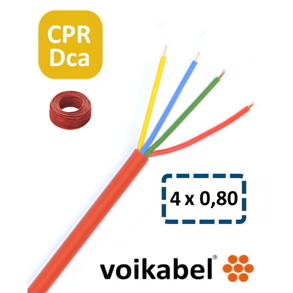 YR-Dca rood 4 x 0.8 mm Haspel prijs per 500 meter