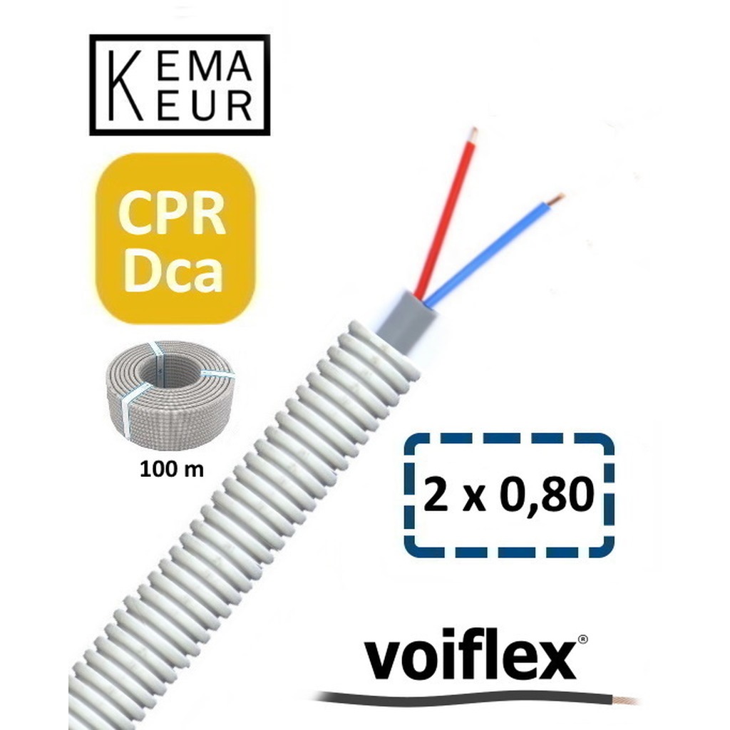 VoiFlex Voorbedr.Buis 16mm YR-Dca Signaalkabel 2 x 0.8 mm ( prijs per 100 mtr. ) CPR