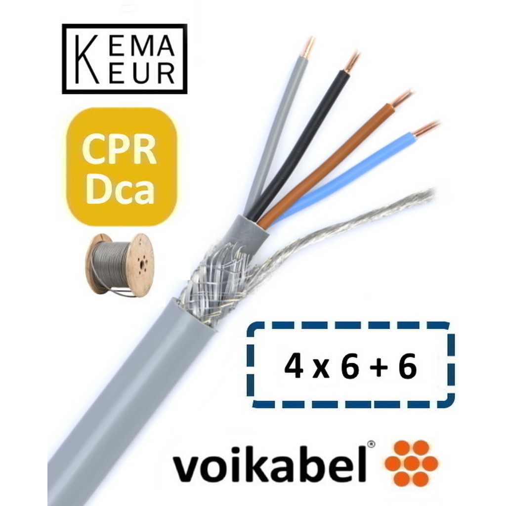 VO-YMvKas Dca 4 x 6 mm² + 6 mm² prijs per 100 meter