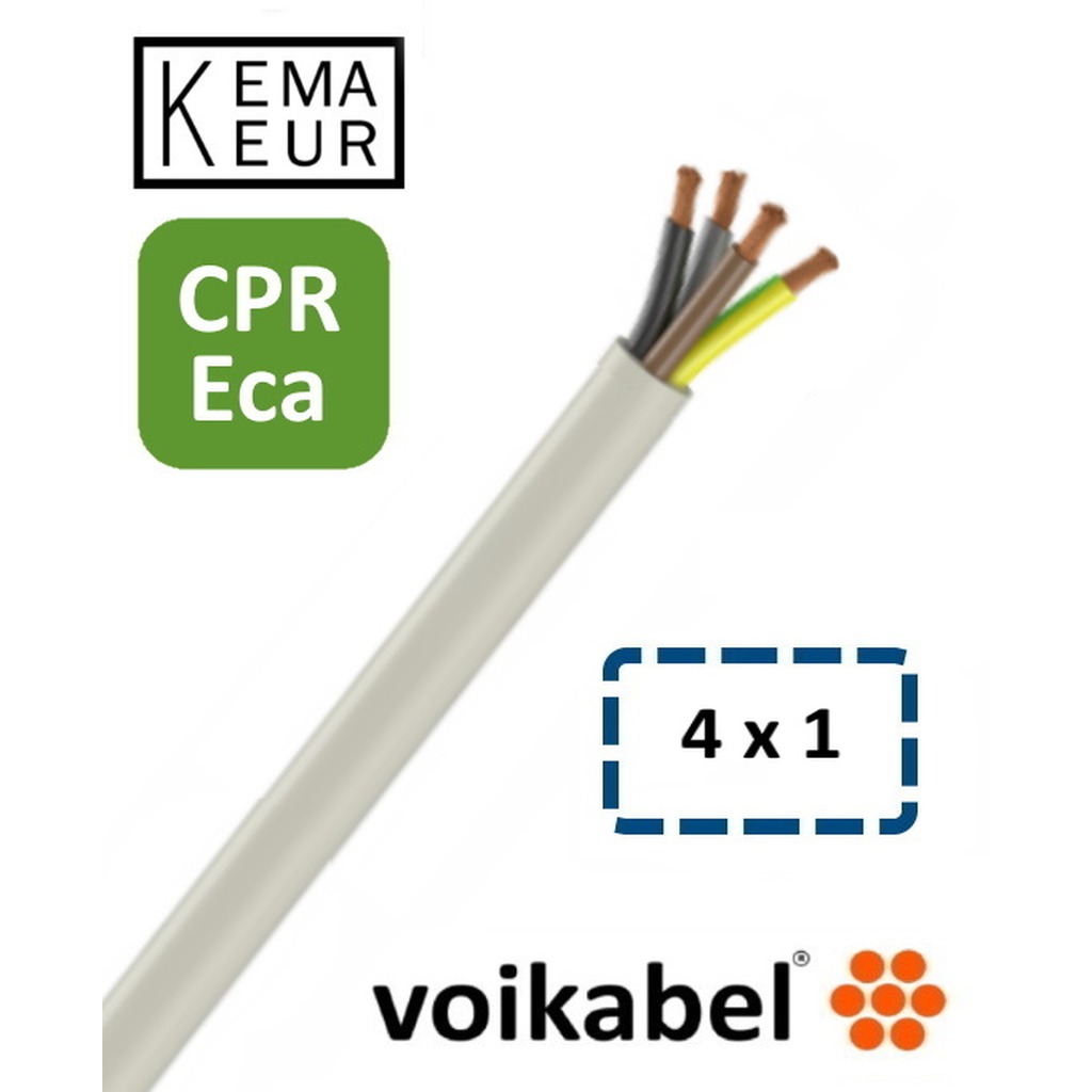 PVC mantelleiding ( VMvL ) H05VV-F Eca 4 x 1 mm² wit
