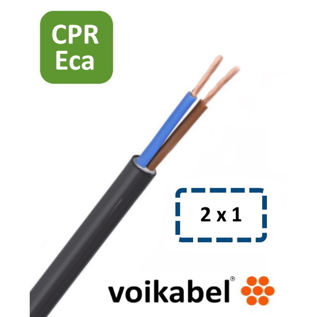 PVC mantelleiding ( VMvL ) H05VV-F Eca 2 x 1 mm² zwart