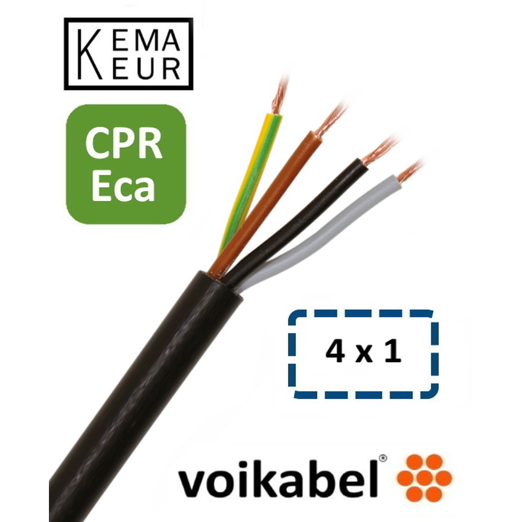 PVC mantelleiding ( VMvL ) H05VV-F Eca 4 x 1 mm² zwart