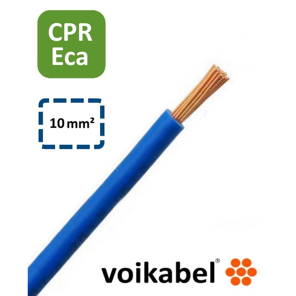 H07V2-K PVC Montagesnoer 10 mm² Blauw