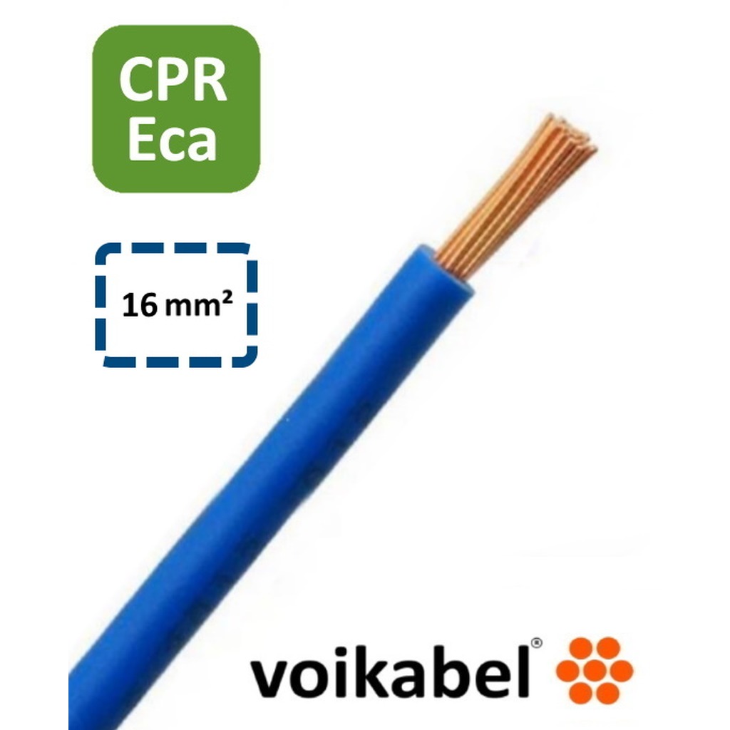H07V2-K PVC Montagesnoer 16 mm² Blauw