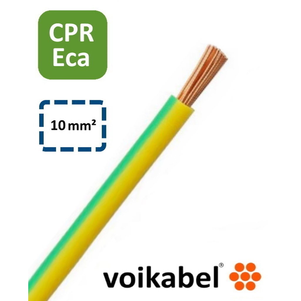H07V2-K PVC Montagesnoer 10 mm² Groen/Geel