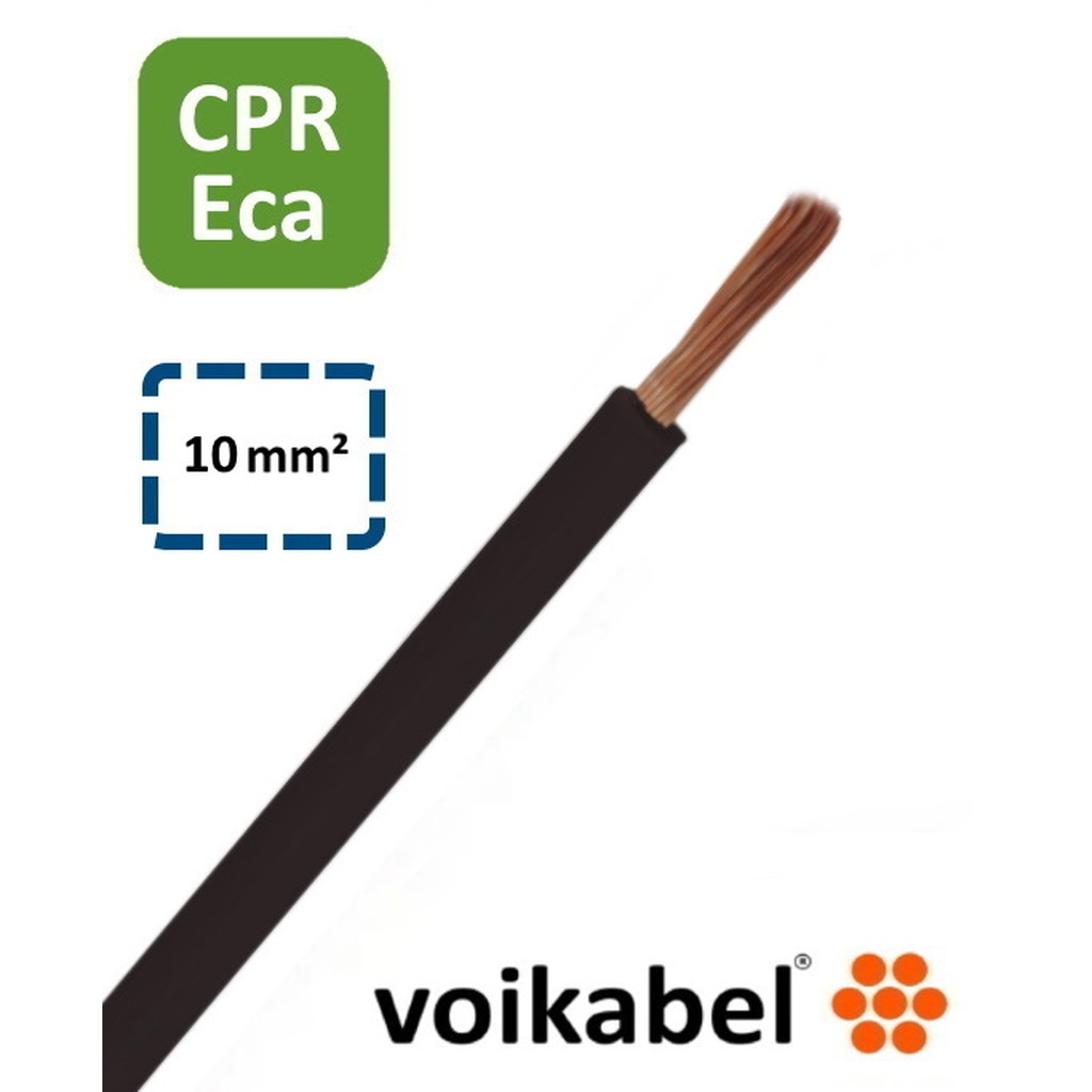 H07V2-K PVC Montagesnoer 10 mm² Zwart