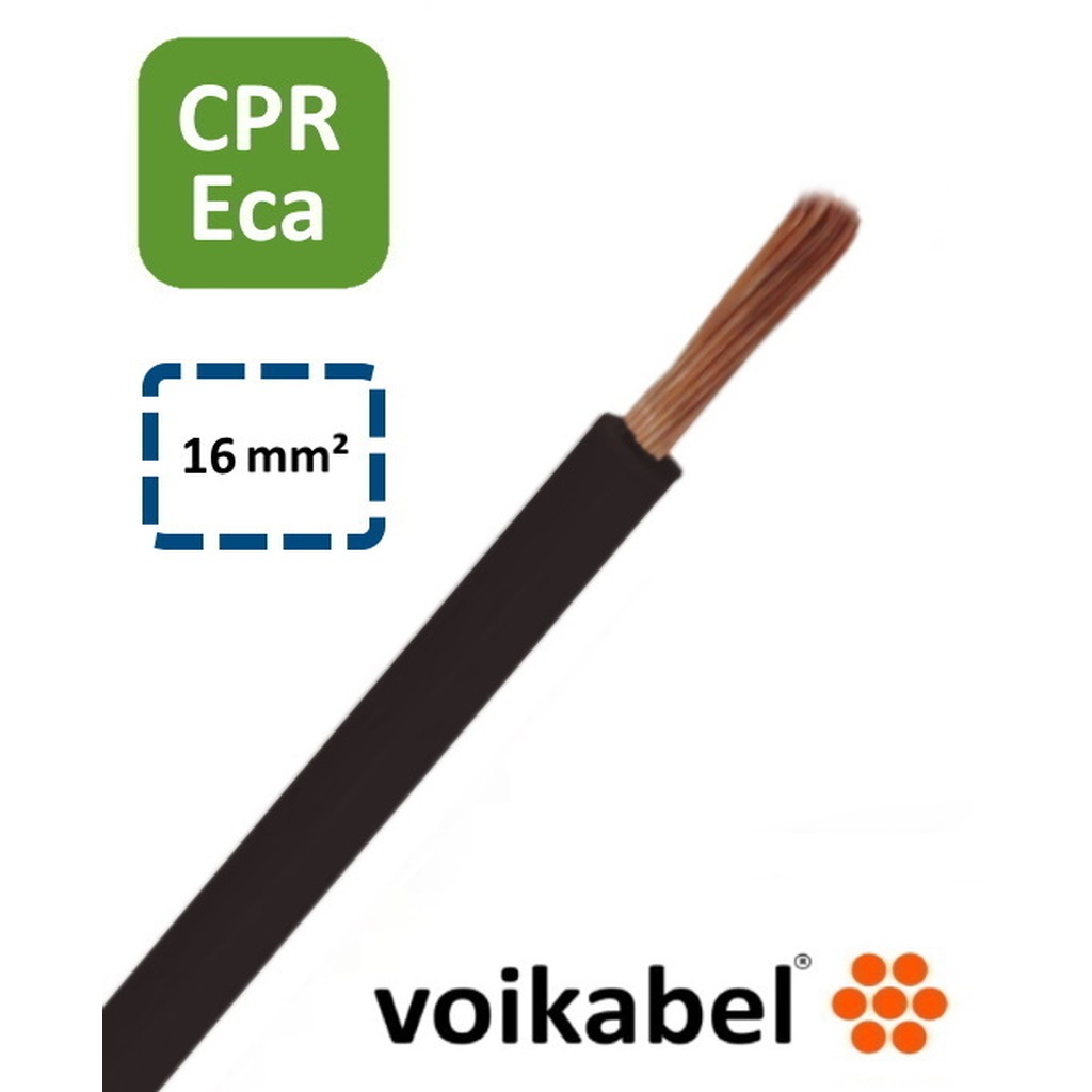H07V2-K PVC Montagesnoer 16 mm² Zwart