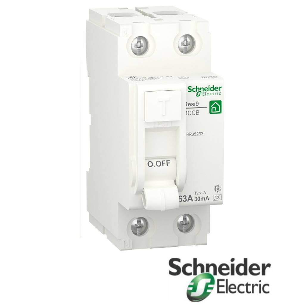 Schneider RESI9 aardlekschakelaar 2p. 63A 30mA.