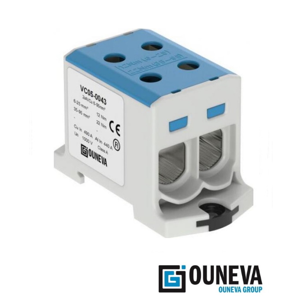 Dubbele aansluit-/aftakklem 6 - 95mm² blauw