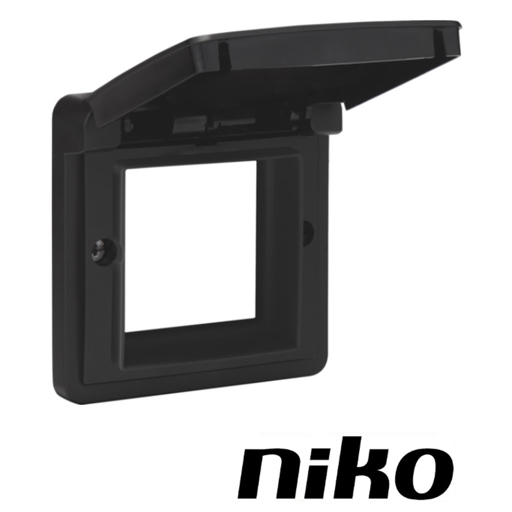 Niko Aanpaskader met klapdeksel voor 45x45mm-functies in in spuitwaterdichte montagedozen